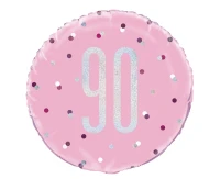 Foil balloon UQ 18" Glitz, dots with overprint 90, pink