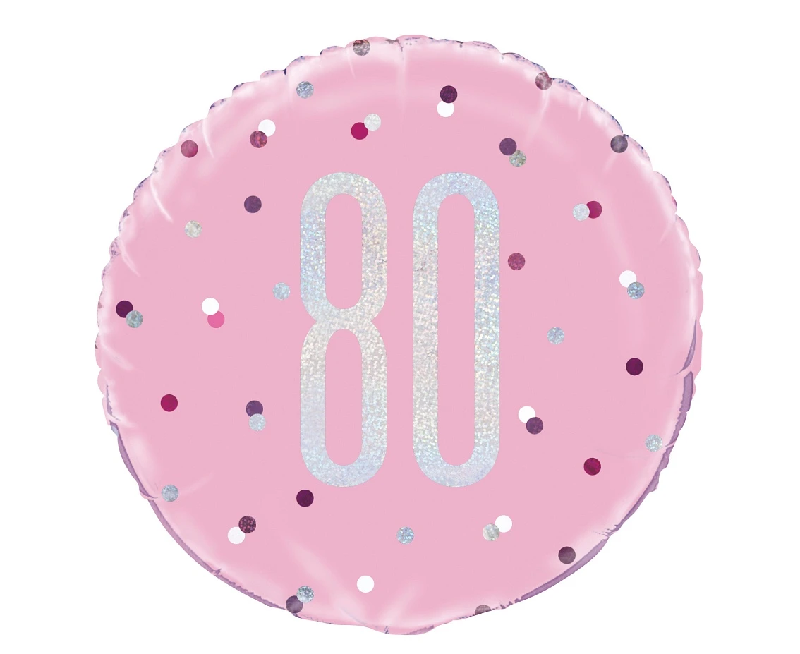 Foil balloon UQ 18" Glitz, dots with overprint 80, pink