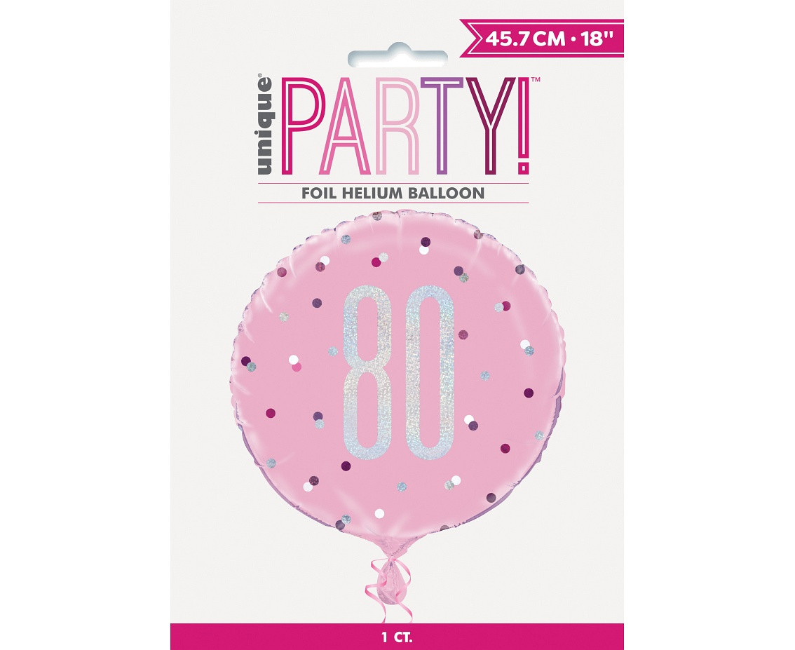Foil balloon UQ 18" Glitz, dots with overprint 80, pink