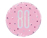 Foil balloon UQ 18" Glitz, dots with overprint 80, pink