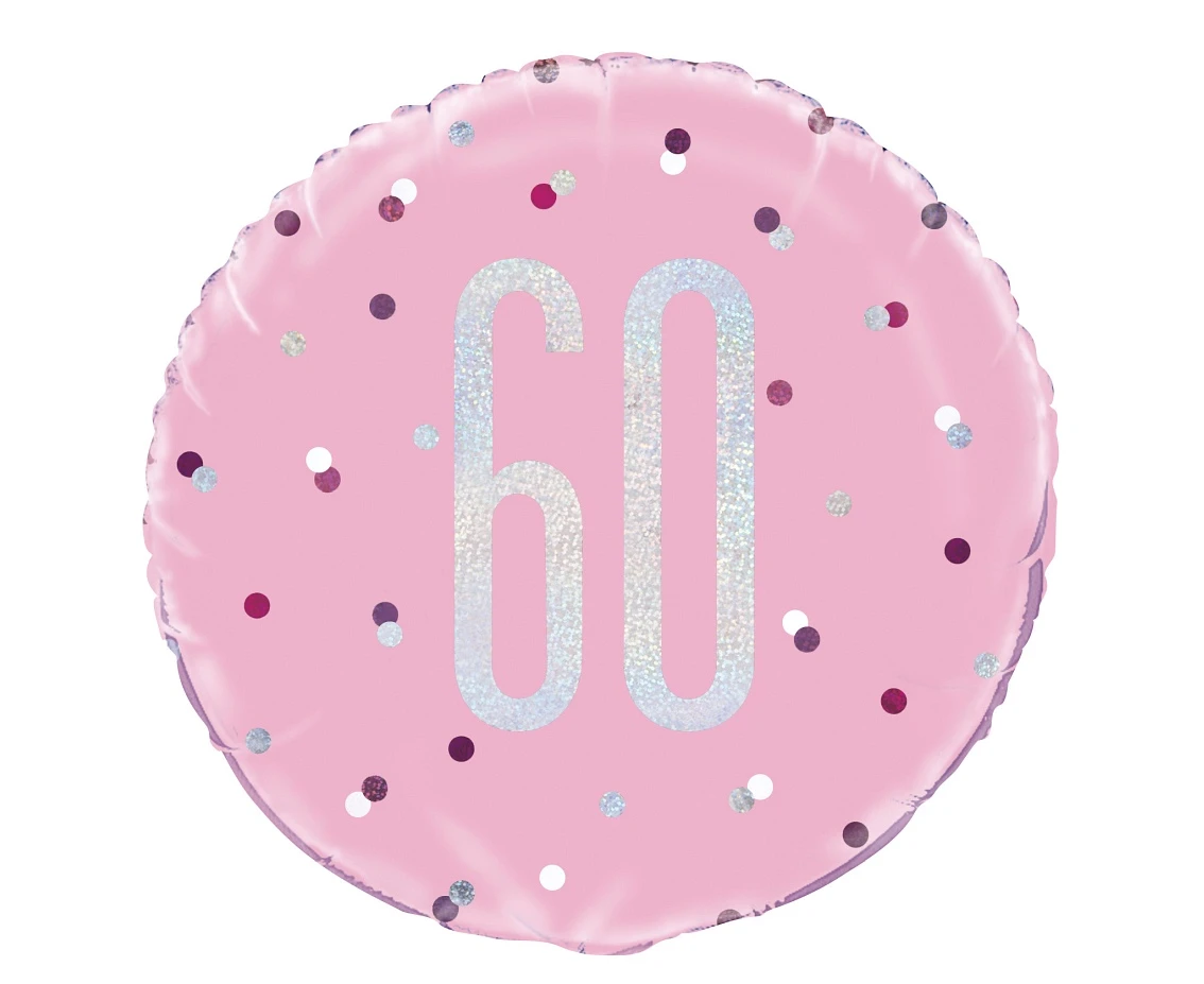 Foil balloon UQ 18" Glitz , dots with overprint 60, pink
