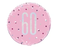 Foil balloon UQ 18" Glitz , dots with overprint 60, pink