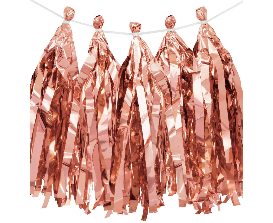 Tinsel garland (rose gold), 274 cm