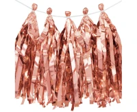 Tinsel garland (rose gold), 274 cm