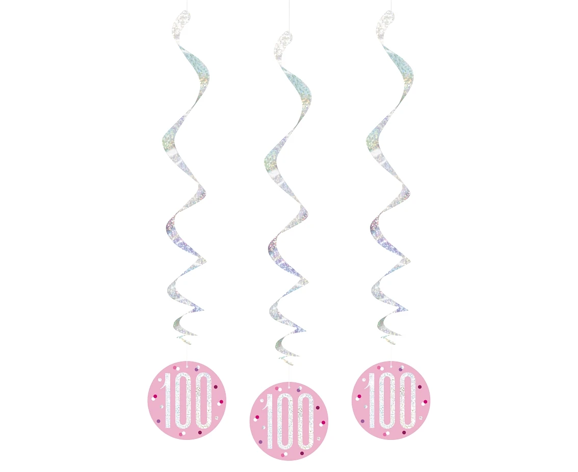 Hanging decoration Glitz 100, dots, 81 cm, pink, 6 pcs