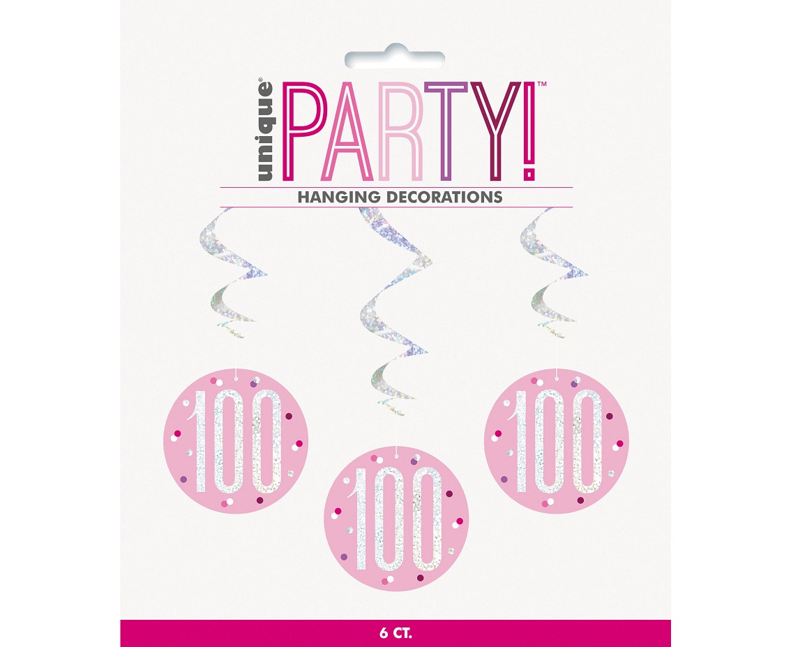 Hanging decoration Glitz 100, dots, 81 cm, pink, 6 pcs