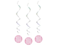 Hanging decoration Glitz 100, dots, 81 cm, pink, 6 pcs