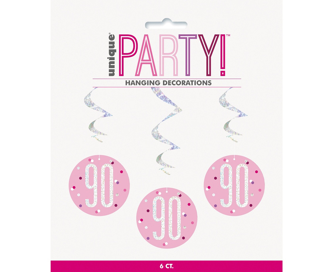 Hanging decoration Glitz 90, dots, 81 cm, pink, 6 pcs
