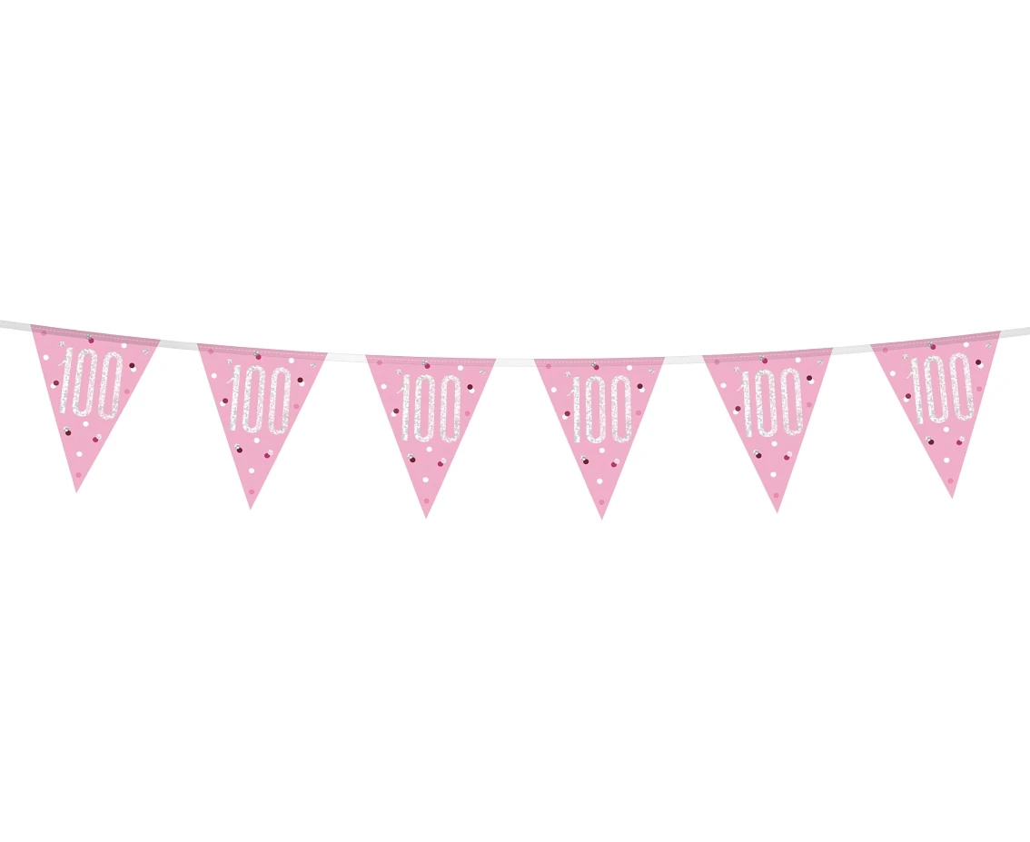 Banner Glitz 100, with flags, pink, 274 cm