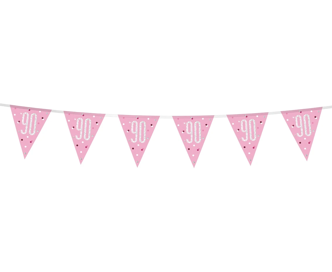 Banner Glitz 90, with flags, pink, 274 cm