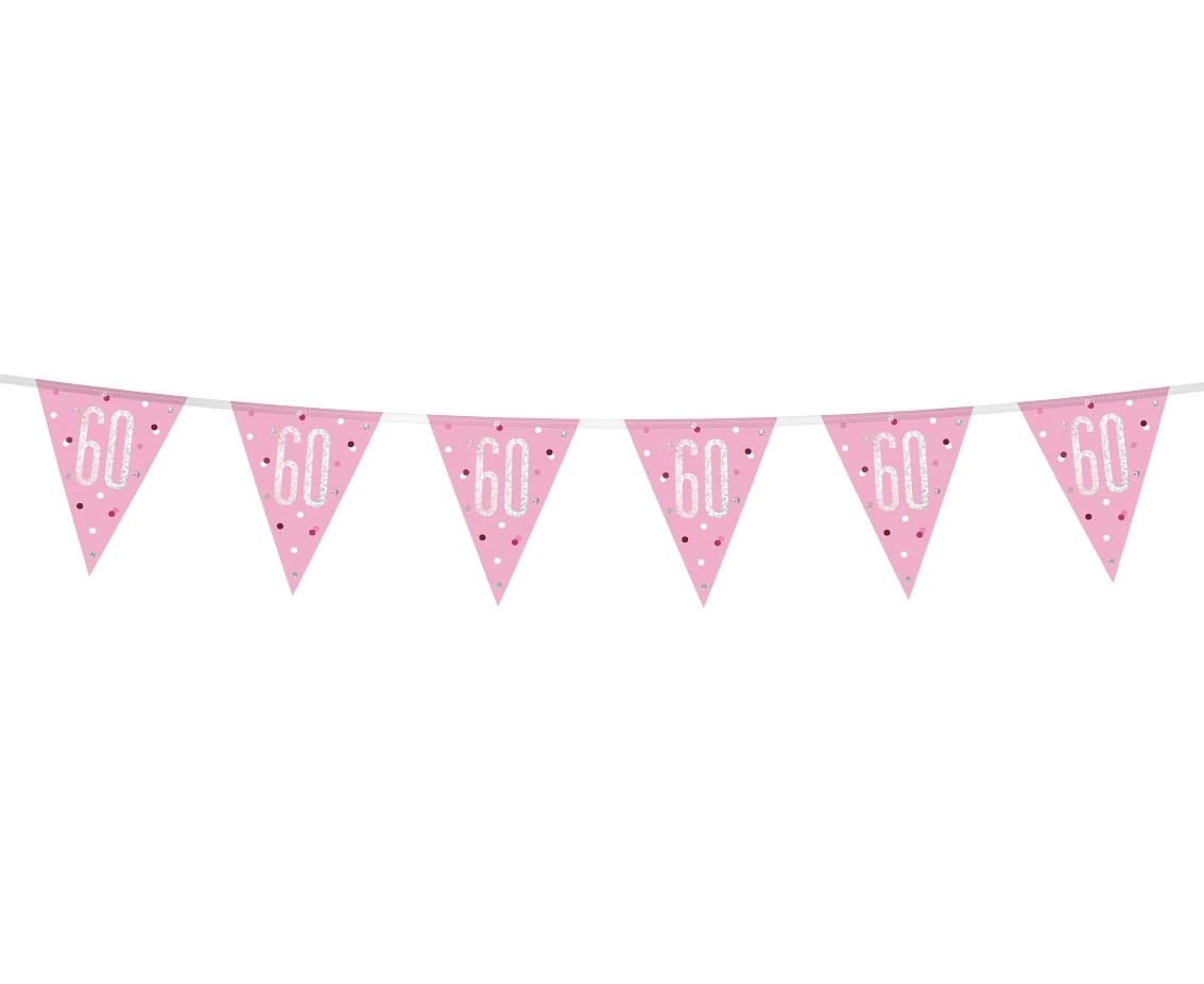 Banner Glitz 60, with flags, pink, 274 cm