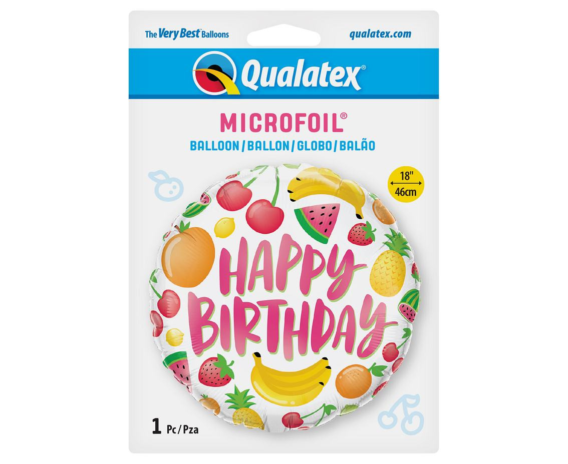 Foil balloon 18" QL RND Birthday fruits EOL