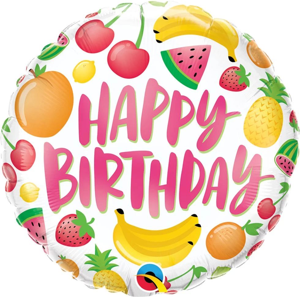 Foil balloon 18" QL RND Birthday fruits EOL