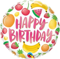 Foil balloon 18" QL RND Birthday fruits EOL