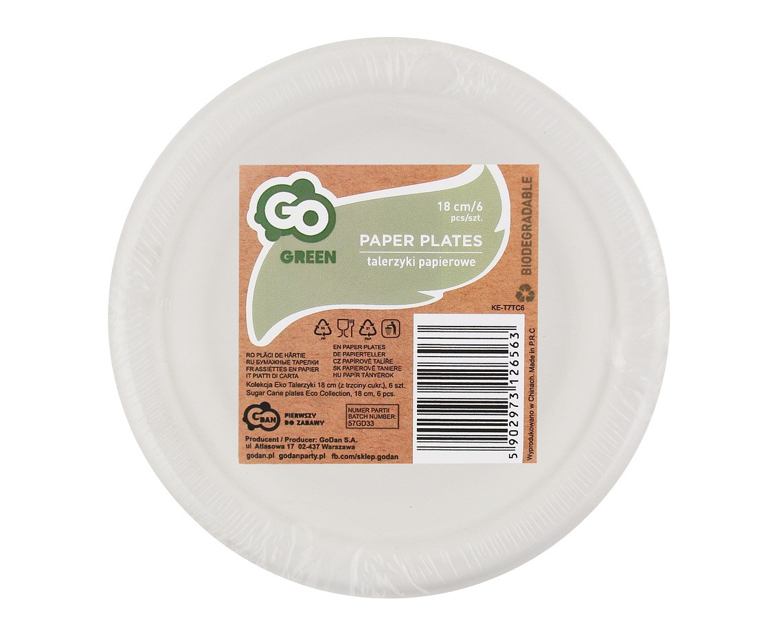 Sugar Cane plates Eco Collection, 18 cm, 6 pcs.