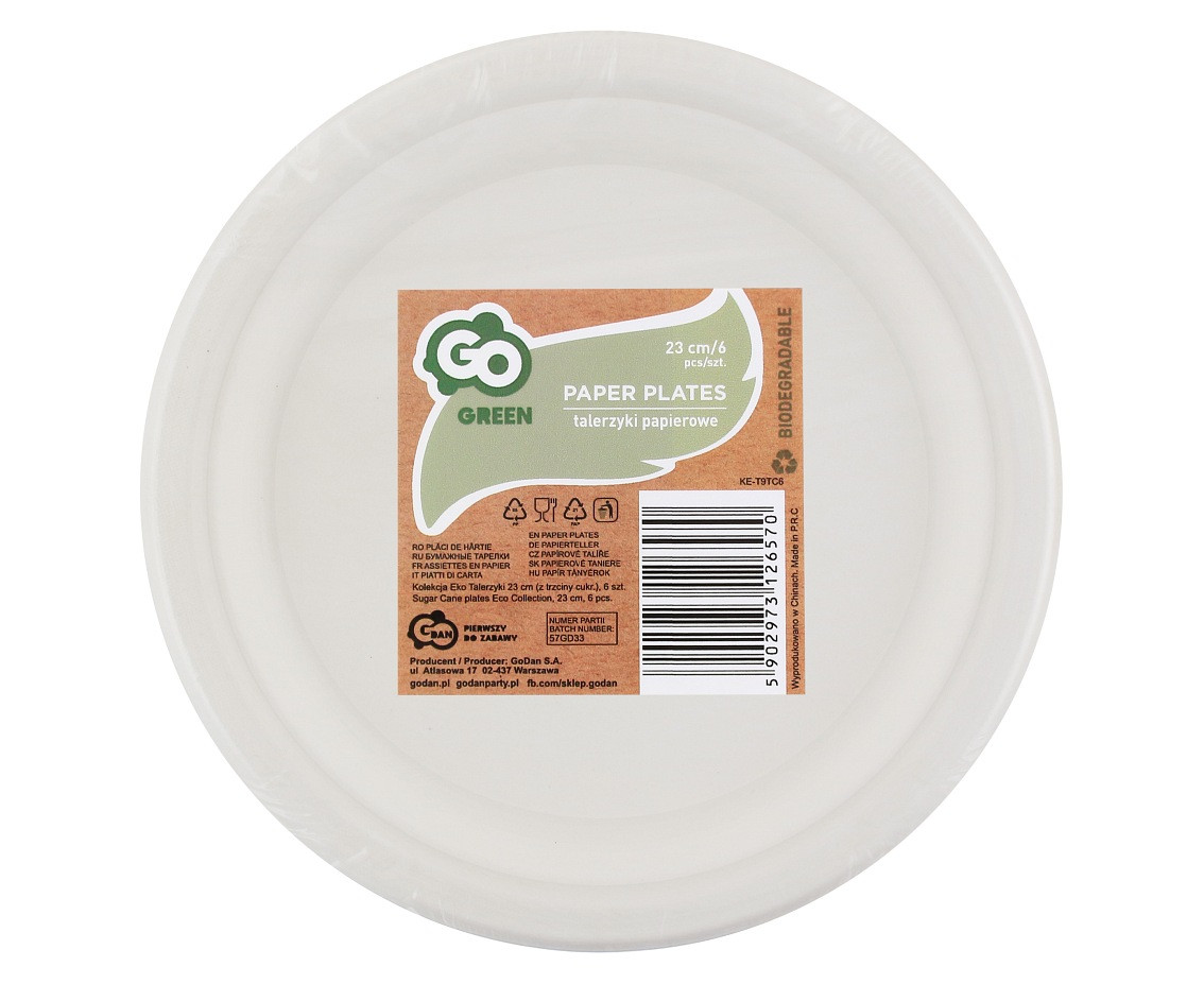 Sugar Cane plates Eco Collection, 23 cm, 6 pcs.