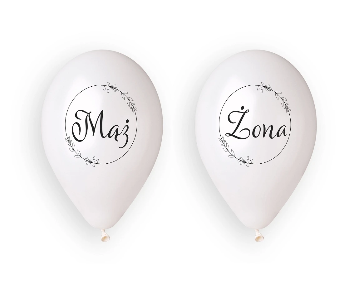 Balloons Gemar 13", premium helium with polish inscription mąż i żona, metallic, 4pcs EOL