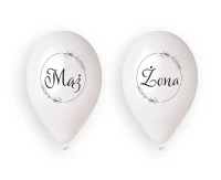 Balloons Gemar 13", premium helium with polish inscription mąż i żona, metallic, 4pcs EOL