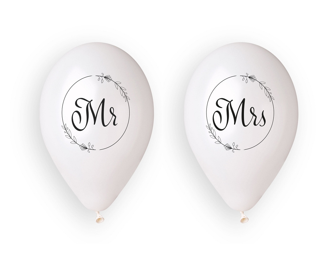 Balloons Gemar 13", premium helium mr. & mrs. balloons, metallic, 4pcs EOL