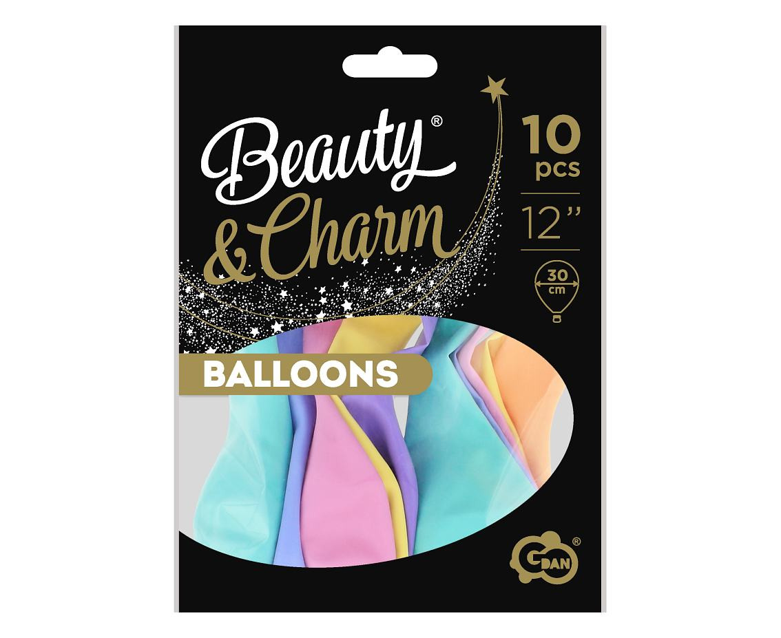 Balloons B&C 12", macaron mix, 10pcs