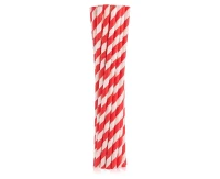 Flexible paper drinking straws, red stripes, 6x200mm / 12 pcs EOL