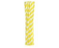 Flexible paper drinking straws, yellow stripes, 6x200mm / 12 pcs, EC EOL