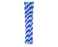 Flexible paper drinking straws, blue stripes, 6x200mm / 12 pcs, EC EOL