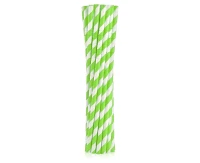Flexible paper drinking straws, green stripes, 6x200mm / 12 pcs EC EOL