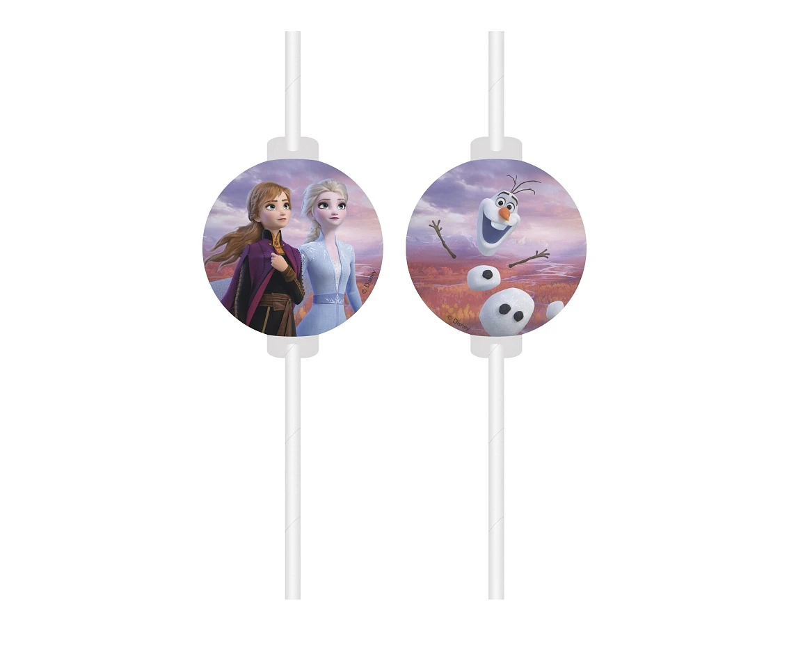 Medallion paper drinking straws Frozen 2, 4 pcs EOL