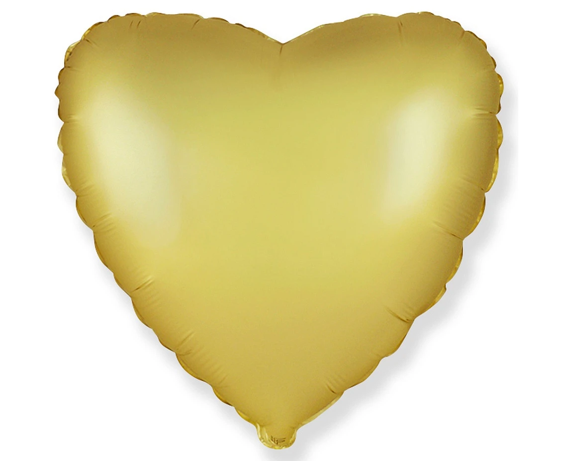 Foil balloon 18" FX - Heart (satin pastel gold),  unpacked (flat)
