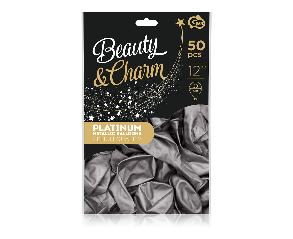 Balloons B&C 12", platinum charcoal grey, 50pcs
