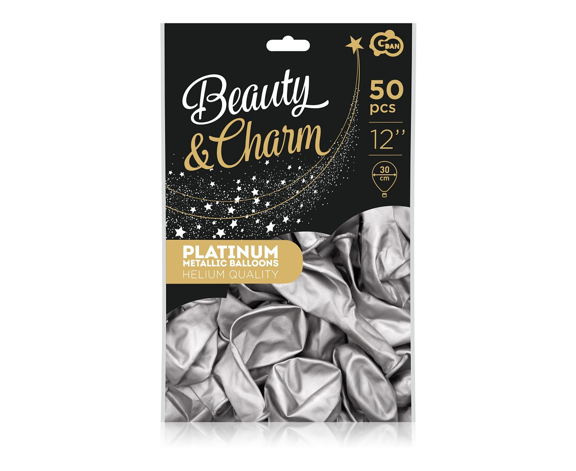 Balloons B&C 12", platinum silver, 50pcs