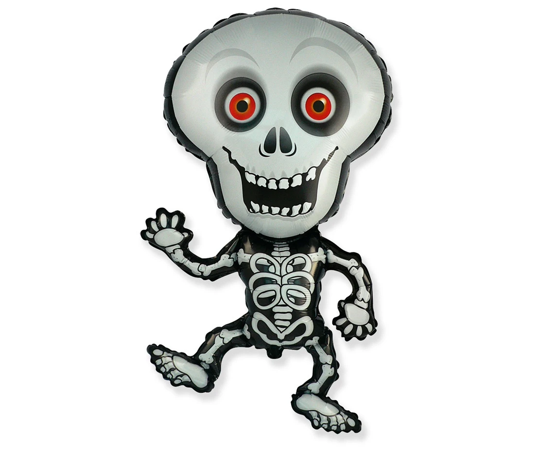 Foil balloon 24" FX - Skeleton (gray),  unpacked (flat)