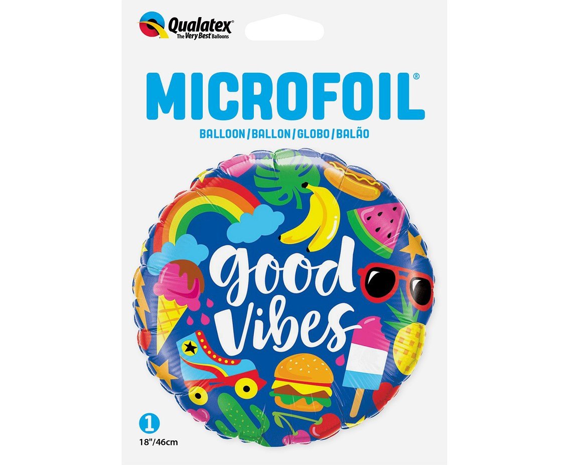Foil balloon 18" QL RND Good vibes EOL
