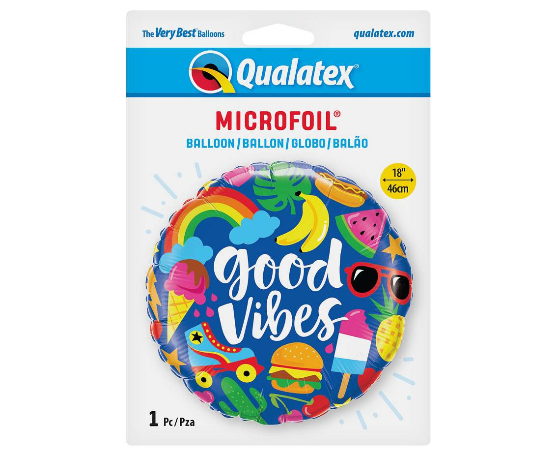Foil balloon 18" QL RND Good vibes EOL