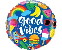 Foil balloon 18" QL RND Good vibes EOL