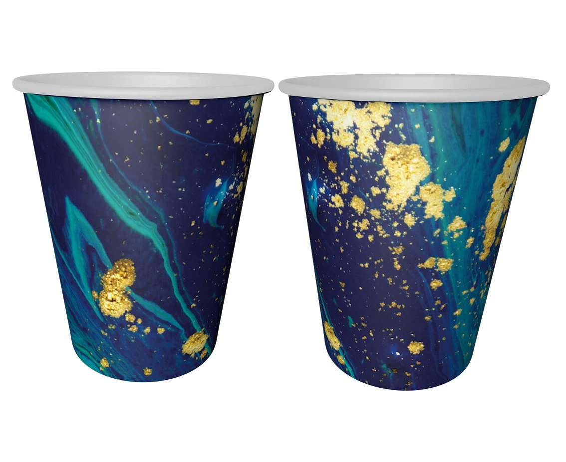 Paper cups "Midnight Blue", 240 ml/ 6 pcs (plastic-free) EOL