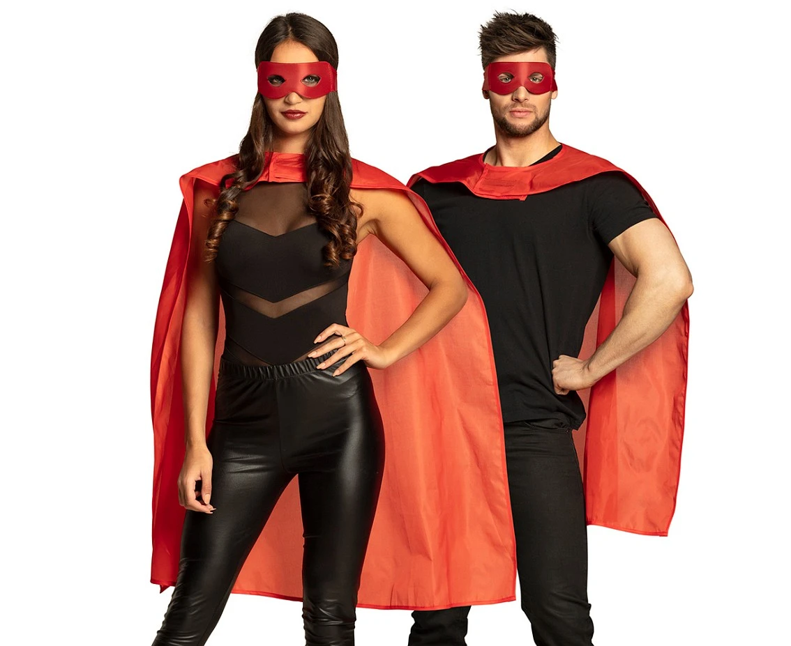 Hero set (eye mask, cape - 90 cm), red