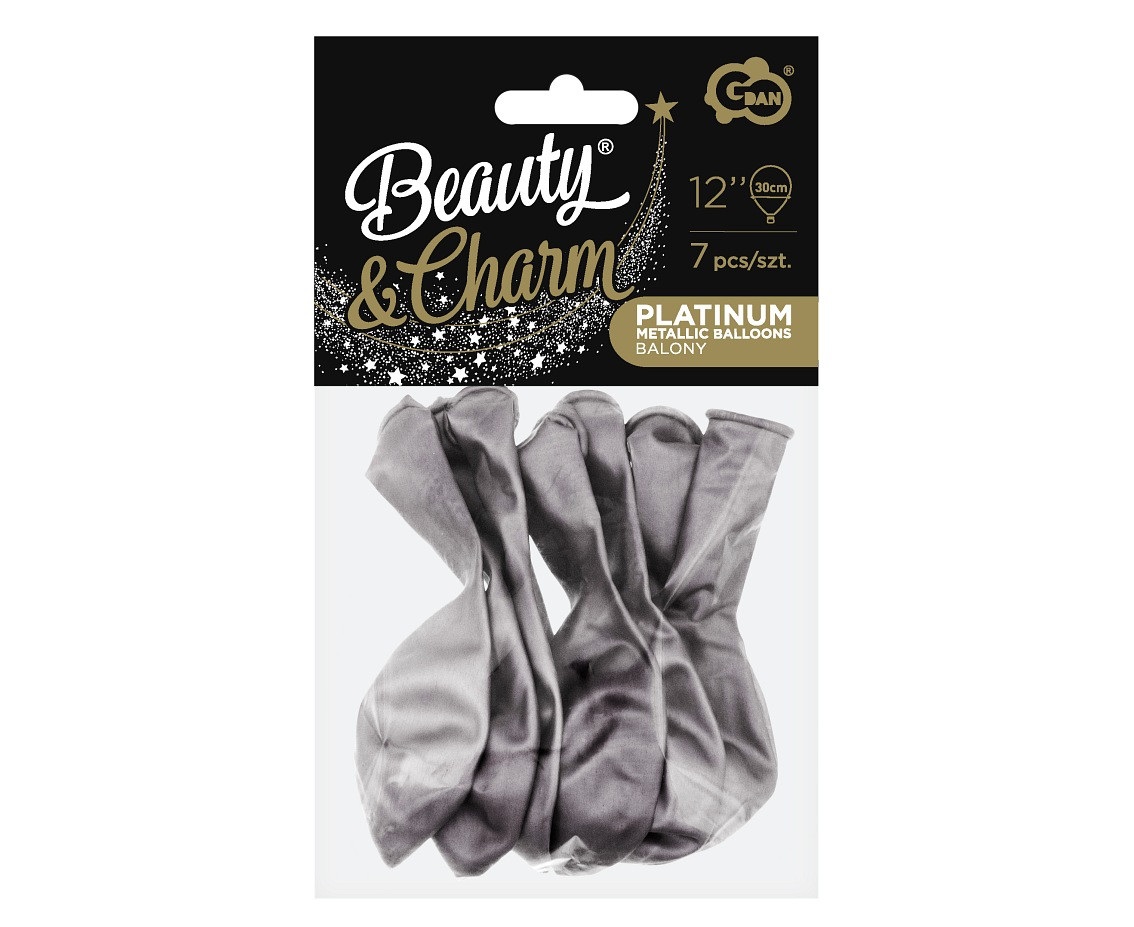 Balloons B&C 12", platinum charcoal grey, 7pcs