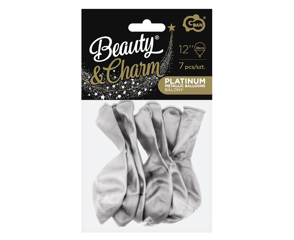 Balloons B&C 12", platinum silver, 7pcs