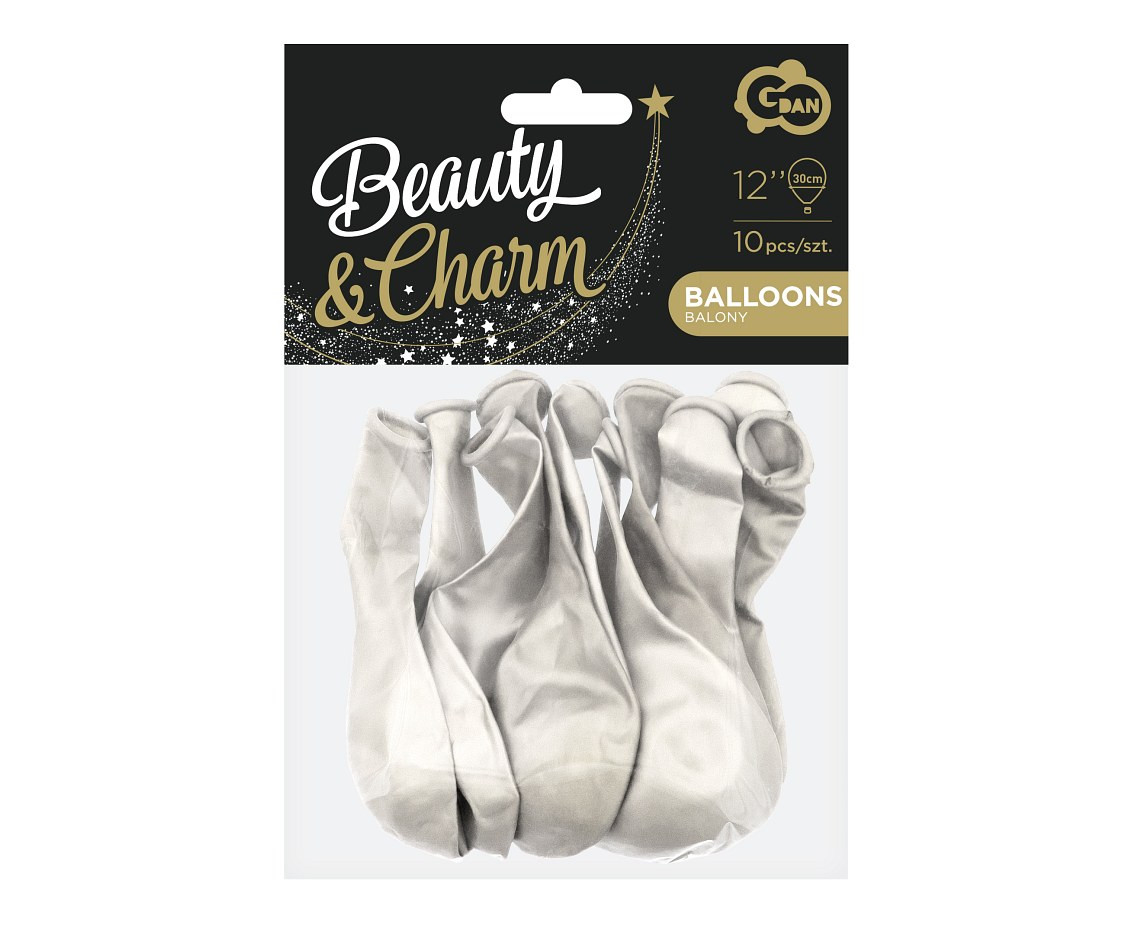 Balloons B&C 12", white metallic, 10pcs