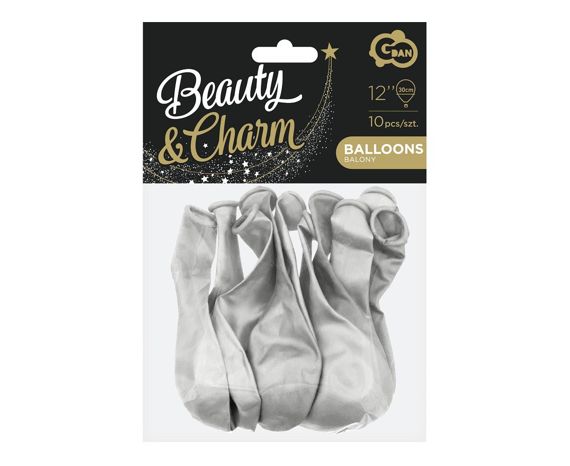Balloons B&C 12", metallic silver, 10pcs