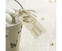 Tag Elegant Butterfly - Thank you, ivory, 10 pcs