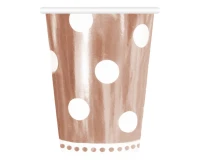 Paper cups B&C Polka dots, rose gold, 266 ml, 6 pcs EOL