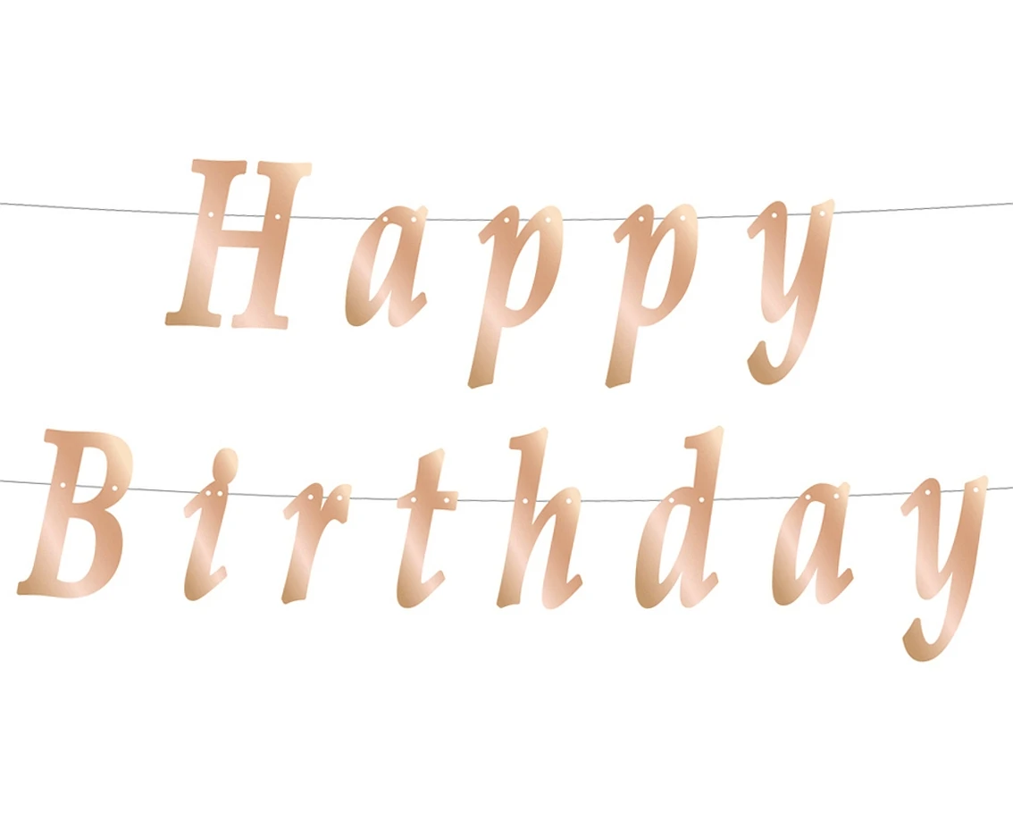 Garland B&C Happy Birthday, DIY, metallic rose gold, 11x200 cm