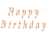 Garland B&C Happy Birthday, DIY, metallic rose gold, 11x200 cm