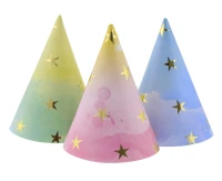 Party hats Gold Stars, assorted, 6 pcs