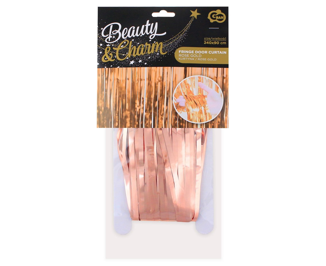 Fringe Door Curtain, rose-gold, 90x240 cm