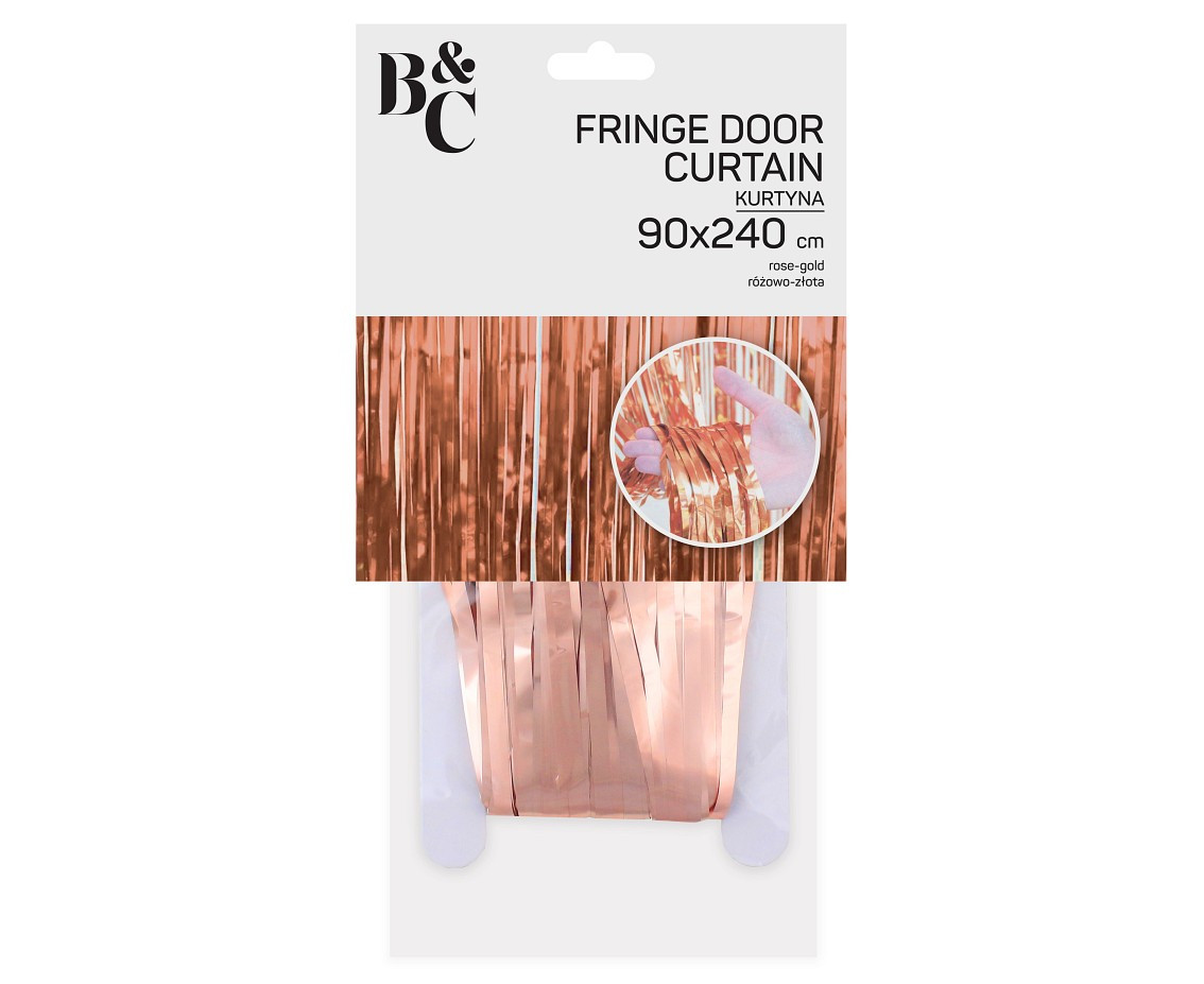 Fringe Door Curtain, rose-gold, 90x240 cm