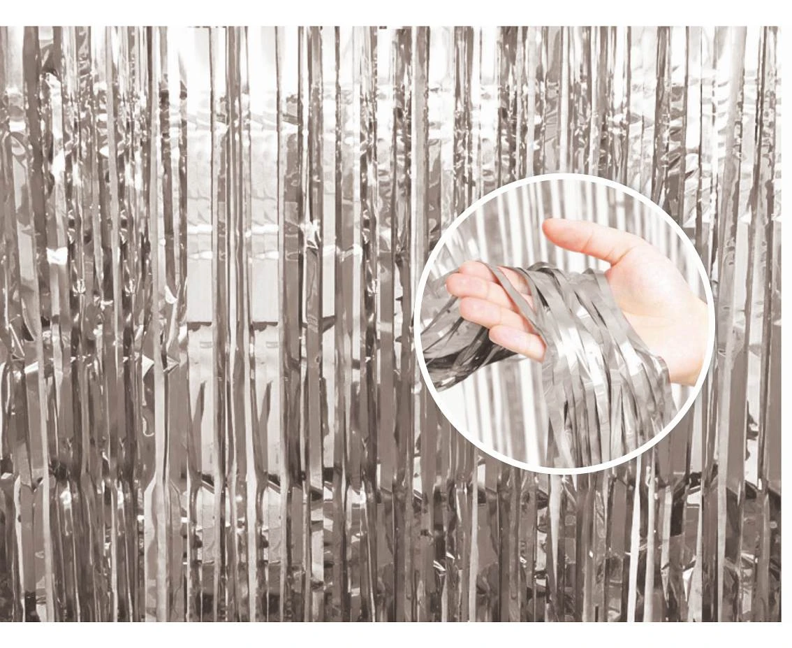 Fringe Door Curtain, silver, 90x240 cm